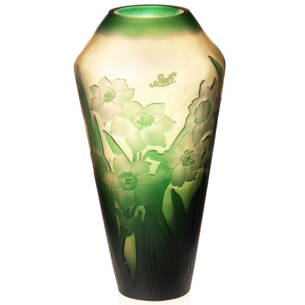 Handgefertigte Kameoglas Vase signiert "Gallé" und "Tip" VG110