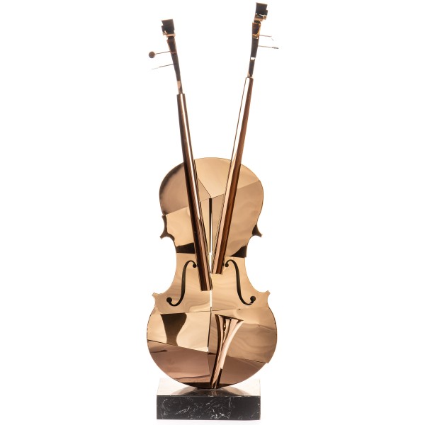 Moderne Edelstahl Skulptur Geigen Roségold Verchromt ST503-R