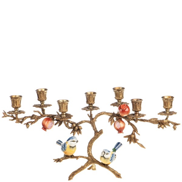 Porzellan mit Bronze Kerzenständer mit Vögeln HM6429