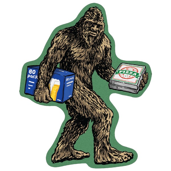 Geprägtes Blechschild Bigfoot mit Bier und Pizza MP154 