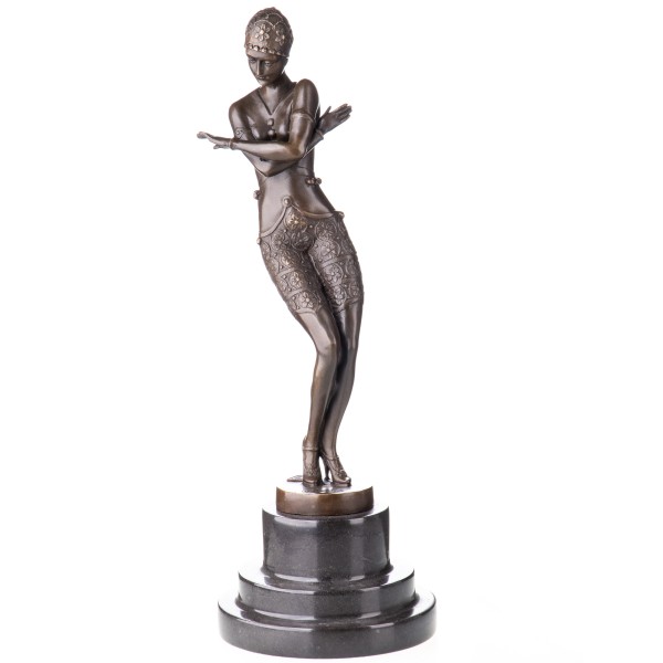 Art Deco Bronzefigur Tänzerin "Coy Dancer" nach Ferdinand Preiss BT417