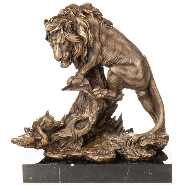 Bronzefigur Löwe mit Löwenwelpe YB874