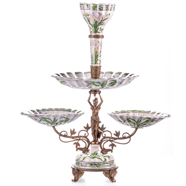 Porzellan mit Bronze Jugendstil Tafelaufsatz HM6101