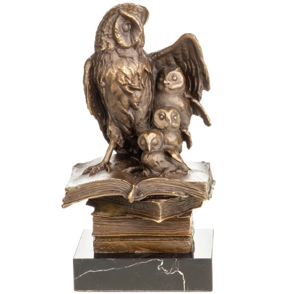 Bronzefigur Eulen auf Büchern YB1025