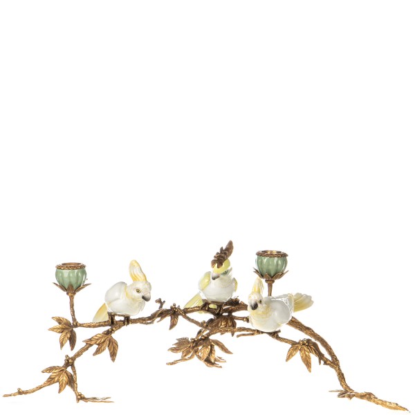 Porzellan mit Bronze Kerzenständer mit Kakadus HM6448