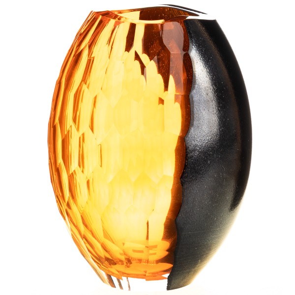 Dickwandig mundgeblasene und handgeschliffene Vase "Kristallin Bohême" BC503