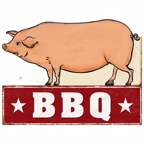 Geprägtes Blechschild Schwein "BBQ" MP140