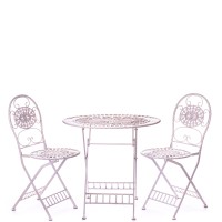 Metall Gartengarnitur Set / 3 Antik-Weiß XF500AW Metall Gartengarnitur Set / 3 Antik-Weiß XF500AW