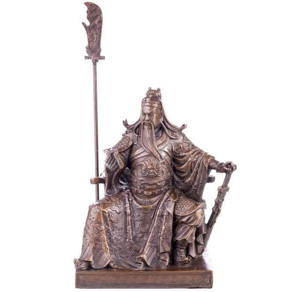 Asiatica Bronzefigur Legänderer Chinesischer General Guan Yu CB219