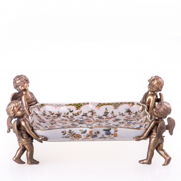 Porzellan mit Bronze Schale mit Engeln HM6007