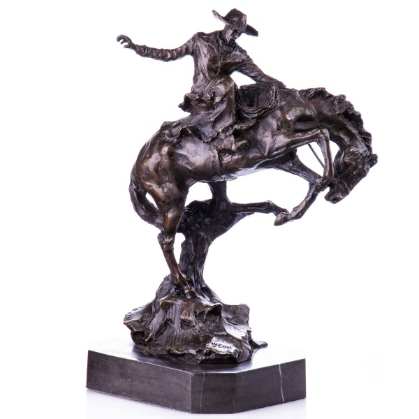 Bronzefigur Rodeo Reiter auf Pferd YB182