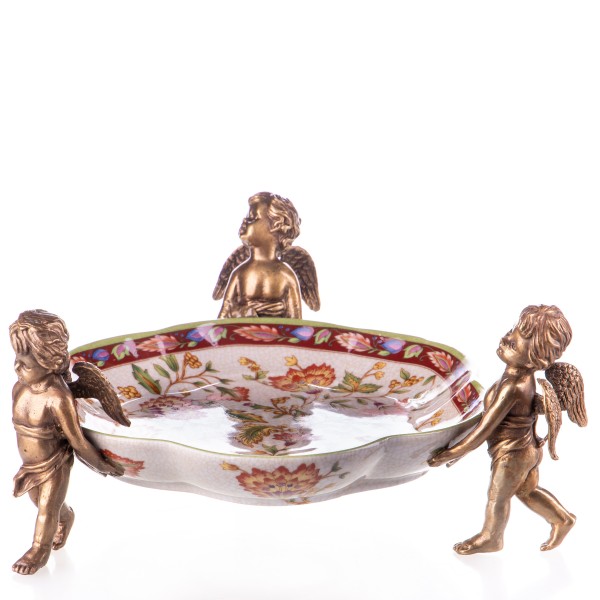 Porzellan mit Bronze Schale mit Engeln HM6012