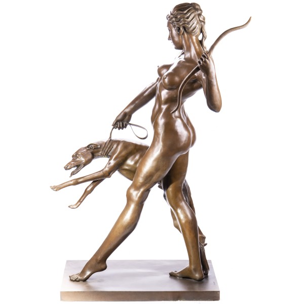 Art Deco Bronzefigur Diana mit Hund nach E.McCartan YB647