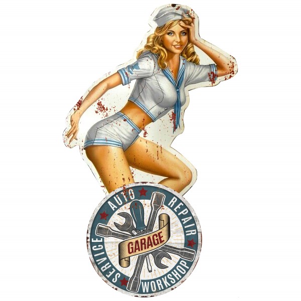 Geprägtes Blechschild Pin Up "Garage" MP121