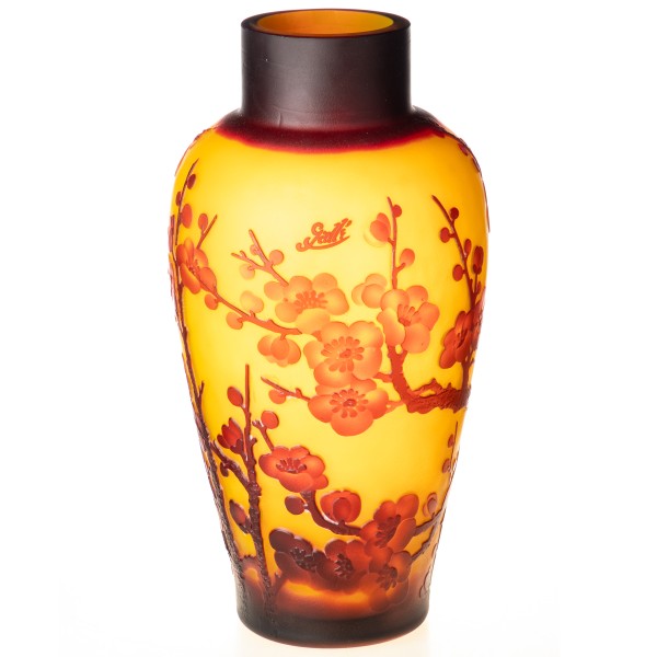 Handgefertigte Kameoglas Vase signiert "Gallé" und "Tip" VG117