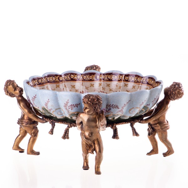 Porzellan mit Bronze Schale mit Engeln HM5474