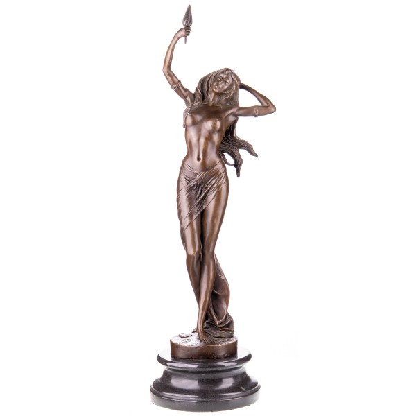 Bronzefigur Weiblicher Akt mit Fackel YB501