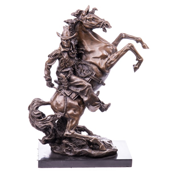Bronzefigur Cowboy auf Pferd YB211