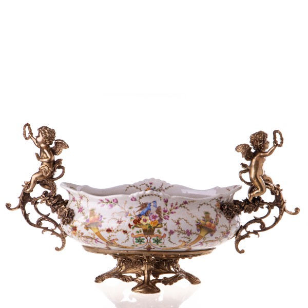Porzellan mit Bronze Schale mit Engeln HM5812