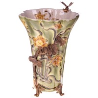 Porzellan mit Bronze Vase mit Libelle HM6304 Porzellan mit Bronze Vase mit Libelle HM6304