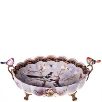 Porzellan mit Bronze Schale mit Vögeln HM6345 Porzellan mit Bronze Schale mit Vögeln HM6345