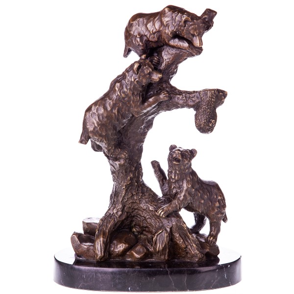 Bronzefigur Bärenfamilie auf Baum YB753