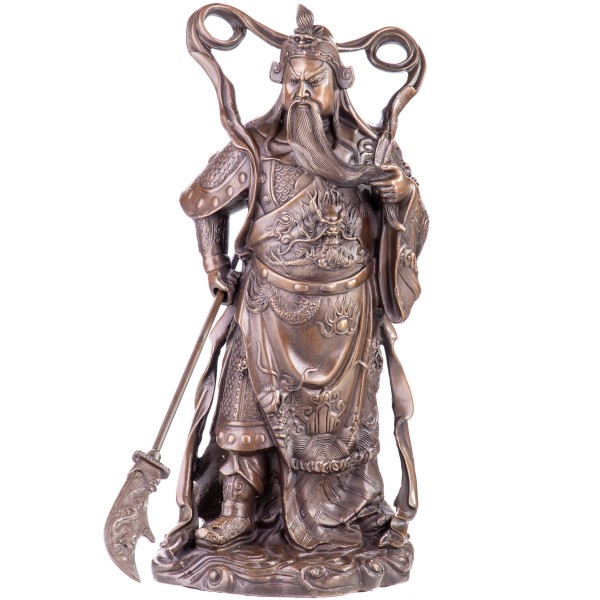 Asiatica Bronzefigur Legänderer Chinesischer General Guan Yu CB214