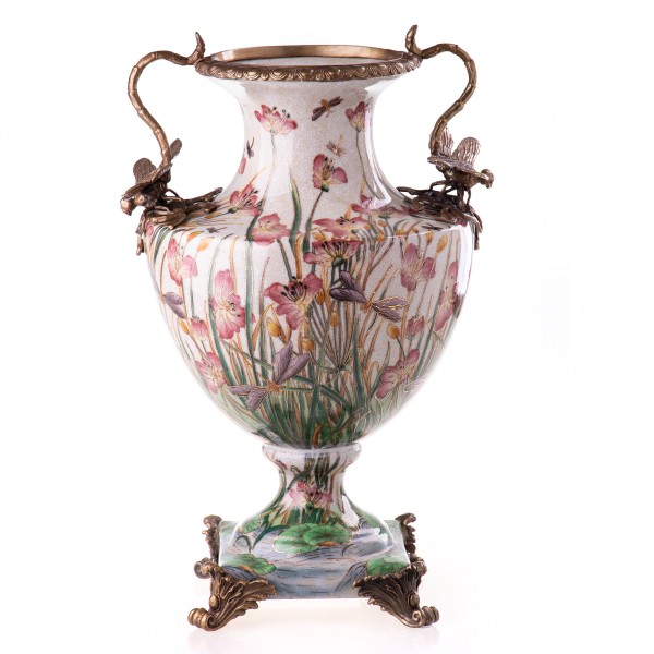 Porzellan mit Bronze Vase mit Libellen HM6037
