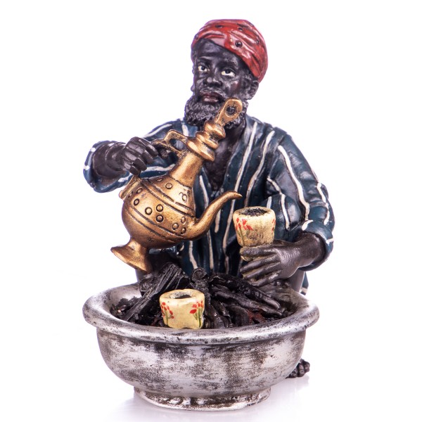 Farbige Bronzefigur Wiener Art Araber mit Mokkakanne BT723
