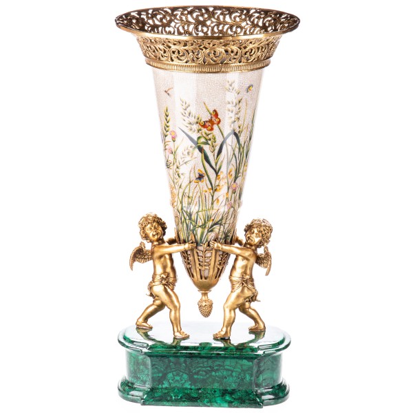 Porzellan mit Bronze Vase mit Engeln HM6165