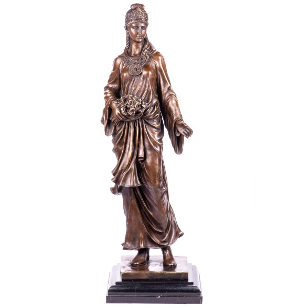 Bronzefigur Frau mit Rosen YB640