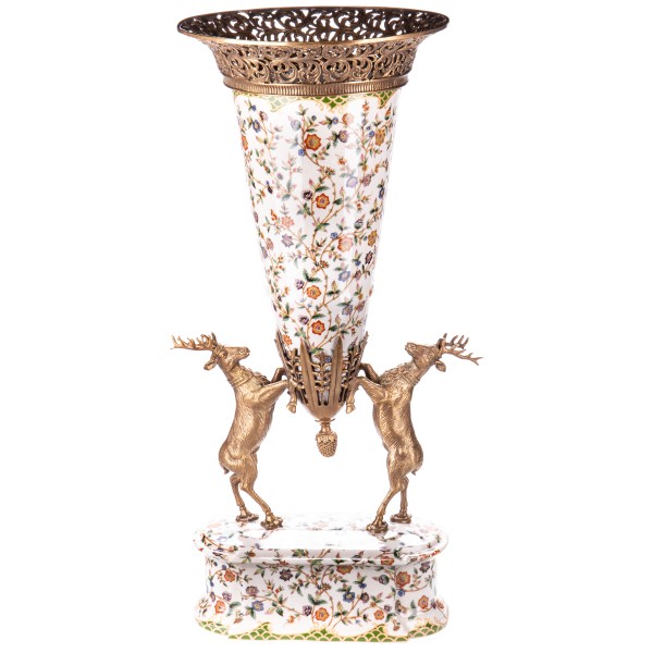 Porzellan mit Bronze Vase mit Hirschen HM6150
