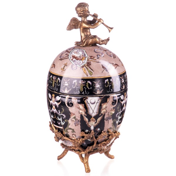 Porzellan mit Bronze Dose mit Engel HM6016