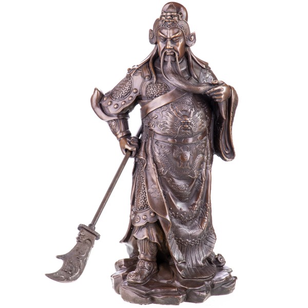 Asiatica Bronzefigur Legänderer Chinesischer General Guan Yu CB220