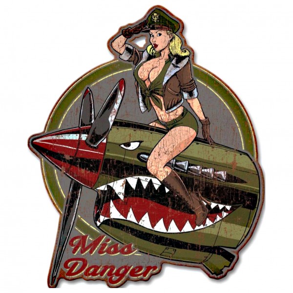 Geprägtes Blechschild Pin Up "Miss Danger" MP136