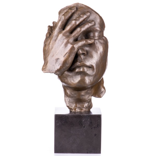 Moderne Bronzefigur Gesicht mit Hand YB532