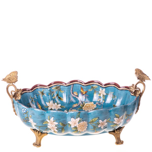 Porzellan mit Bronze Schale mit Schmetterlingen HM6413