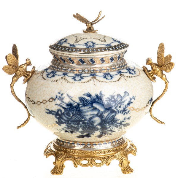 Porzellan mit Bronze Dose mit Libellen HM6488