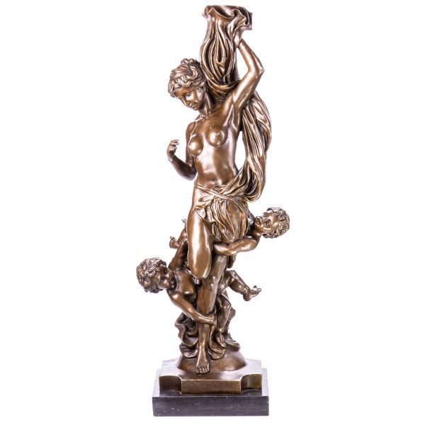 Bronzefigur Frau mit Kindern (Kerzenständer) YB494