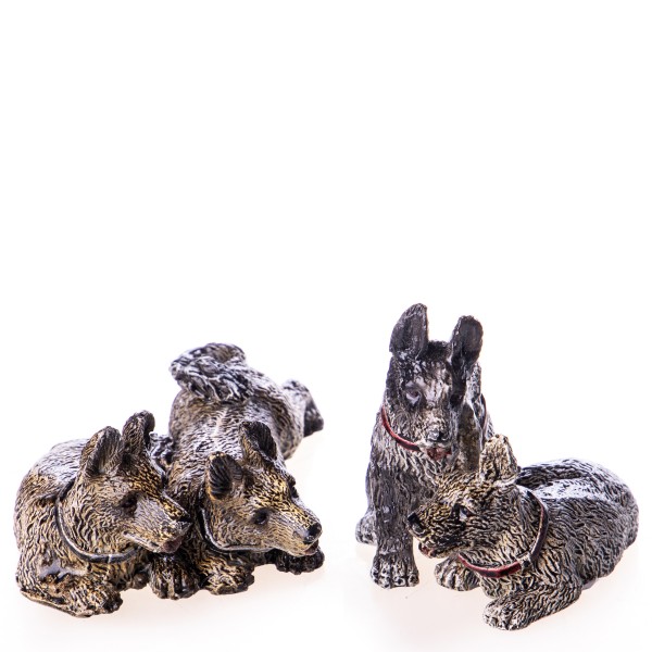 Farbige Bronzefigur Wiener Art Hunde 2-Teilig BT844