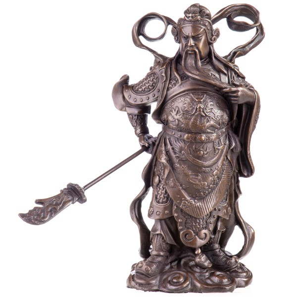 Asiatica Bronzefigur Legänderer Chinesischer General Guan Yu CB215