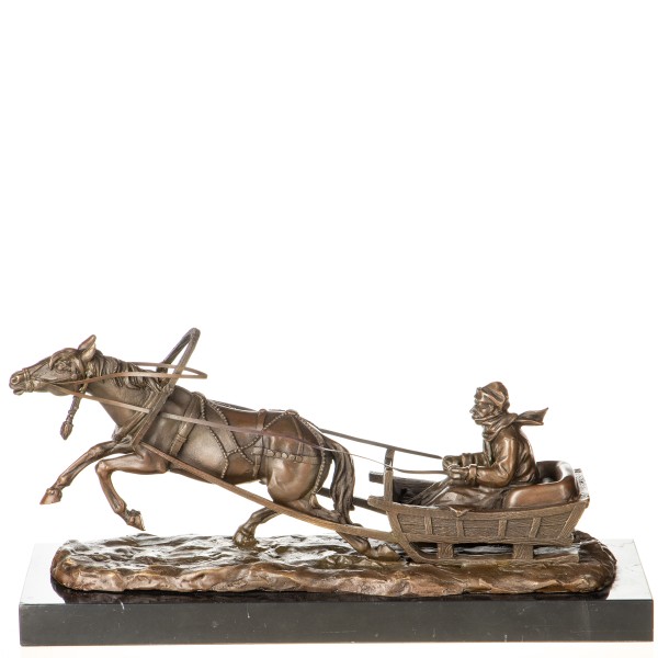 Bronzefigur "Pferdeschlittenfahrt" nach F.Gornik BT686