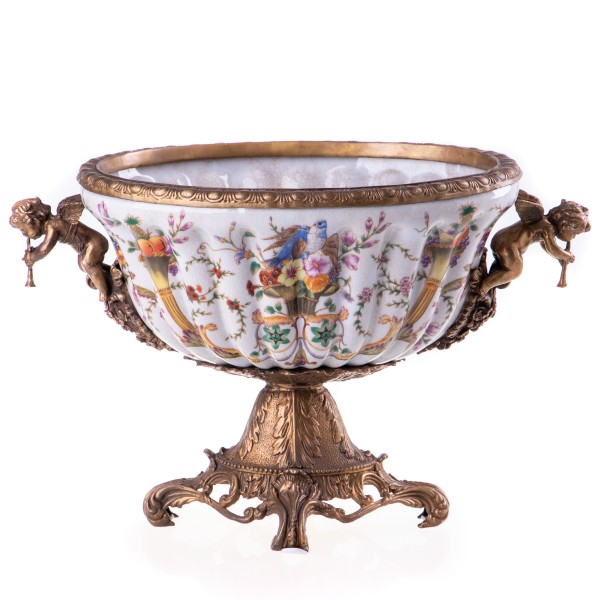 Porzellan mit Bronze Schale mit Engeln HM5967