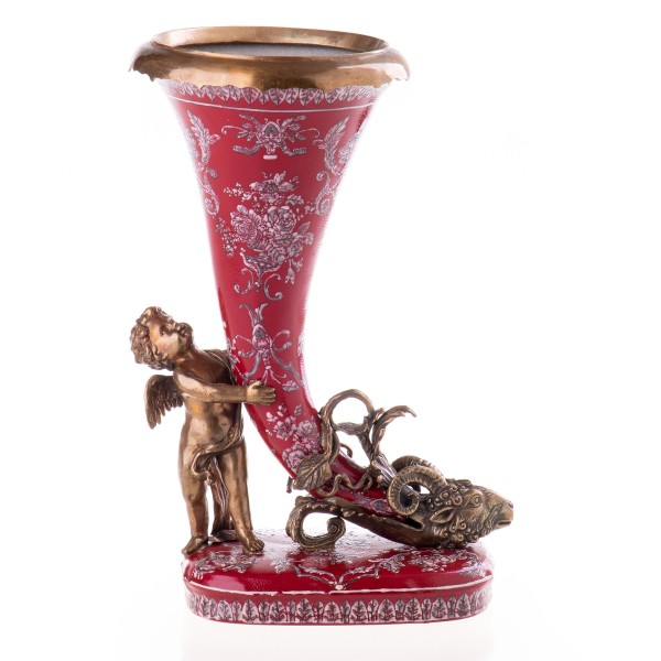 Porzellan mit Bronze Vase mit Engel HM5442