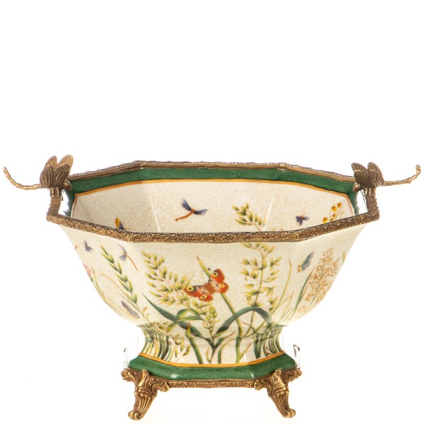 Porzellan mit Bronze Schale mit Libellen HM6419
