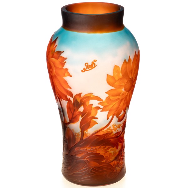 Handgefertigte Kameoglas Vase signiert "Gallé" und "Tip" VG104