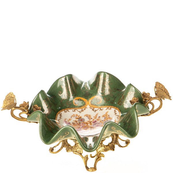 Porzellan mit Bronze Schale mit Schmetterlingen HM6456