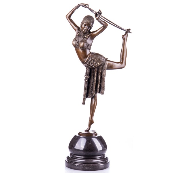 Art Deco Bronzefigur "Tänzerin mit Ring" nach D.H.Chiparus BT165