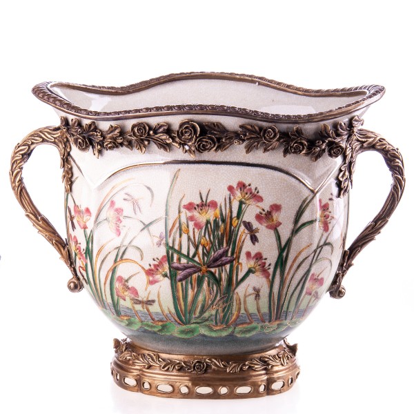 Porzellan mit Bronze Jugendstil Vase HM6031